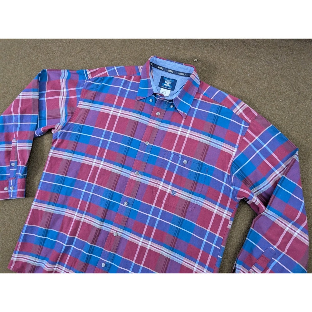Wrangler 20X Plaid Button Up Western‎ Shirt Long Sleeve Red Yellowstone Size L